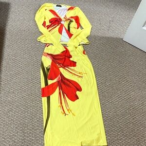 AKIRA Yellow and Red Floral Long Sleeve Set